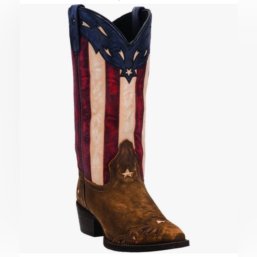 Laredo Women's Stars and Stripes Heeled Boots - Red, White, Blue, and Brown